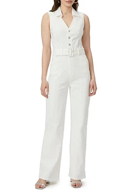 PAIGE Sasha Belted Denim Jumpsuit Tonal Ecru at Nordstrom,