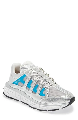 Versace Trigreca Low Top Sneaker Silver Blue White at Nordstrom,