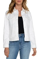 Liverpool Los Angeles Floral Embroidered Denim Jacket Bright White at Nordstrom,