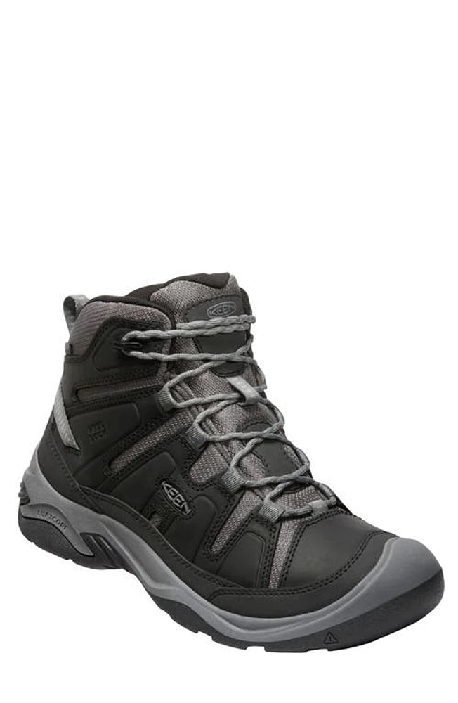 KEEN Circadia Waterproof Mid Hiking Shoe Black/Steel Grey at Nordstrom,