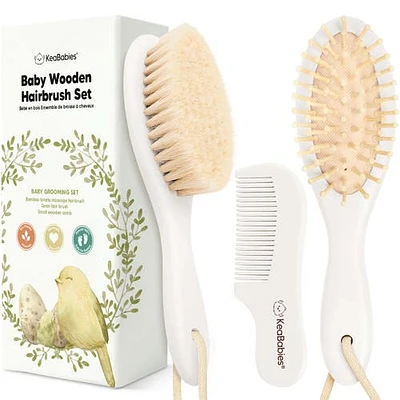 KeaBabies Baby Hair Brush and Comb Set in Vanilla at Nordstrom