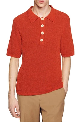 sandro Nacre Bouclé Polo Sweater Orange at Nordstrom,