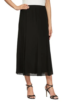 Alex Evenings Chiffon Detail Skirt Black at Nordstrom,