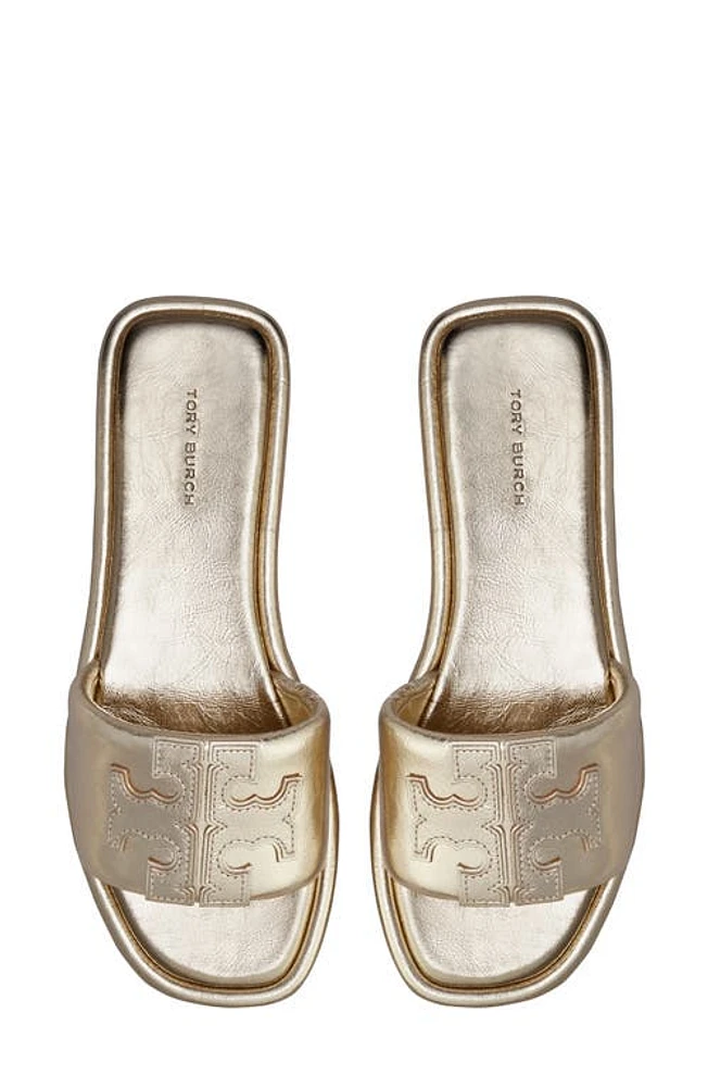 Tory Burch Double-T Leather Sport Slide Sandal Spark Gold at Nordstrom,