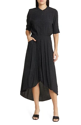 Scotch & Soda Dot Print High-Low Shirtdress Pendant Necklace Polka Evening Black at Nordstrom, Us