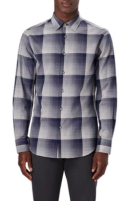 Bugatchi Julian Classic Fit Check Print Cotton Button-Up Shirt in Mocha at Nordstrom, Size Xxx-Large