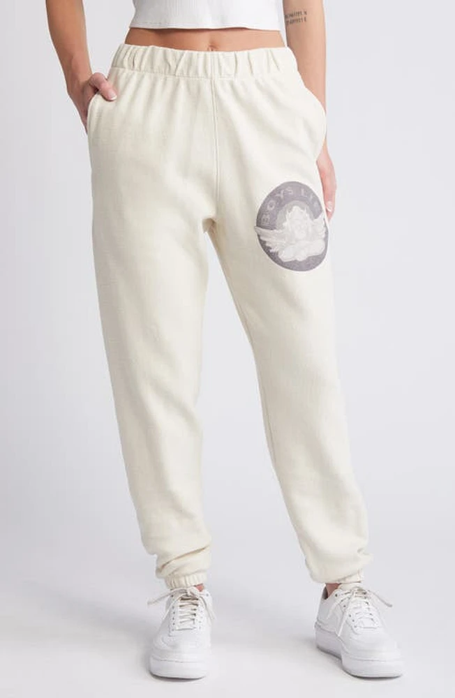 BOYS LIE Blindsided Graphic Cotton Sweatpants in Sand at Nordstrom, Size Medium