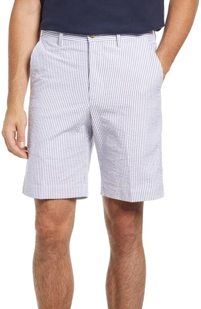 Berle Flat Front Seersucker Shorts Navy at Nordstrom,