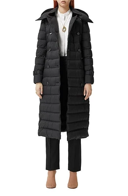 burberry Ashwick Double Breasted Quilted Down Coat with Removable Hood Black at Nordstrom,