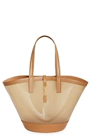 Saint Laurent Panier Medium Clear Tote in Oatmilk/Brown/Gold at Nordstrom