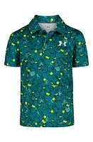 Under Armour Kids' Match Play Leaf Print Performance Polo in Hydro Teal at Nordstrom