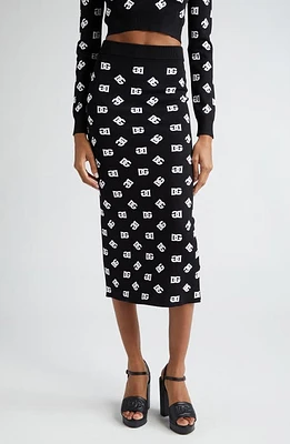 Dolce & Gabbana Monogram Jacquard Midi Sweater Skirt Nero/Bianco at Nordstrom, Us