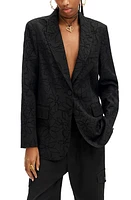 Desigual Ame Aira Tonal Floral Pattern Blazer Black at Nordstrom,