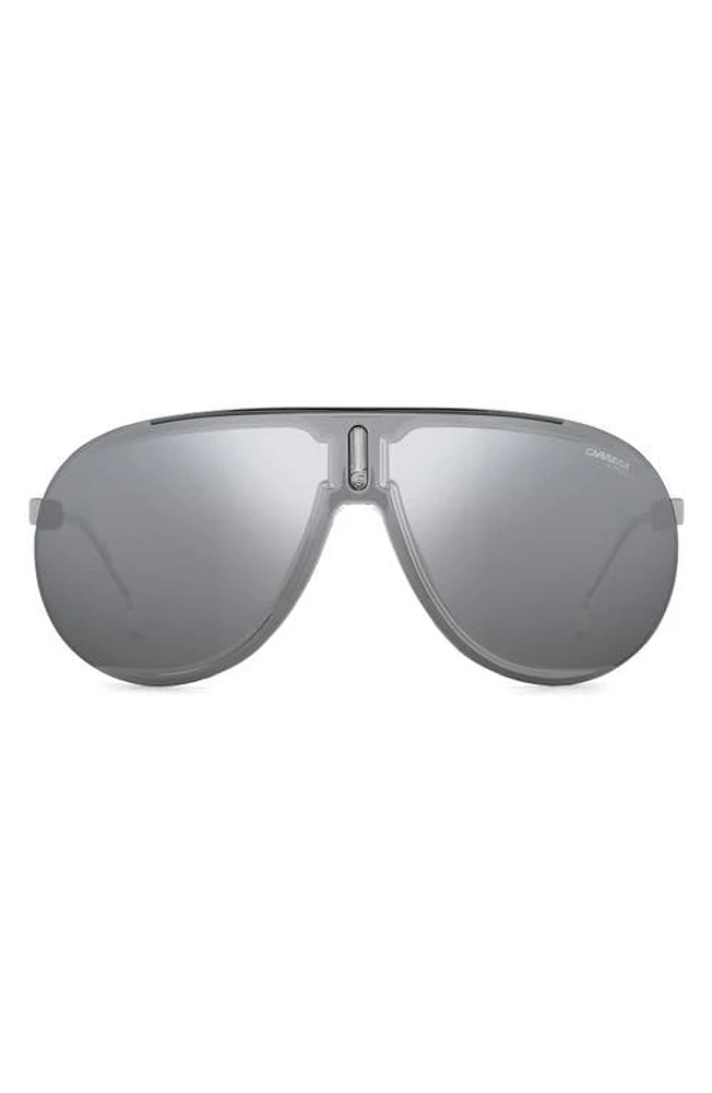 Carrera Eyewear Superchampion 99mm Aviator Sunglasses in Ruthenium/Silver Mirror at Nordstrom