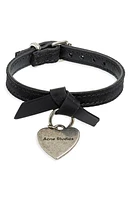 Acne Studios Musubi Faux Leather Heart Charm Bracelet Black at Nordstrom,