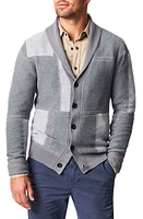 Billy Reid Patchwork Intarsia Wool & Cotton Shawl Collar Cardigan Washed Grey Melange Multi at Nordstrom,