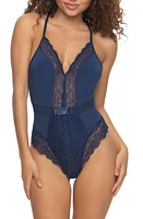 Black Bow Henny Satin & Lace Thong Bodysuit at Nordstrom,