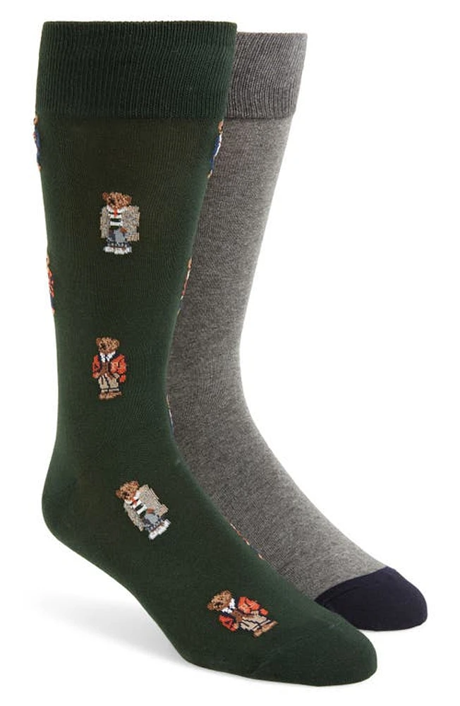 Polo Ralph Lauren Bear Quad 2-Pack Socks in Hunter at Nordstrom