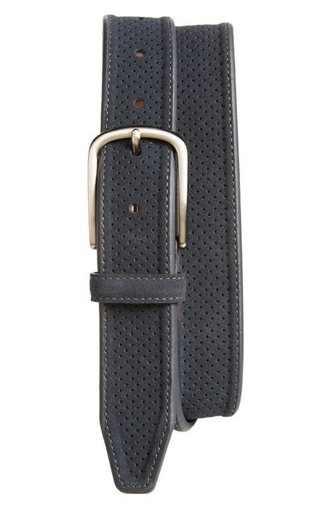 Johnston & Murphy Perforated Suede Belt Navy at Nordstrom,