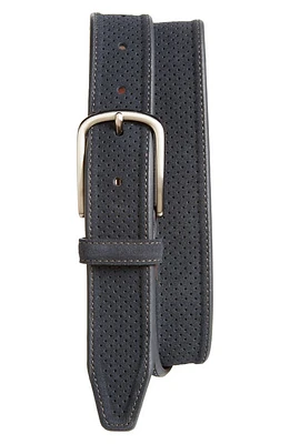 Johnston & Murphy Perforated Suede Belt Navy at Nordstrom,