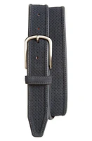 Johnston & Murphy Perforated Suede Belt Navy at Nordstrom,