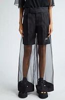 Undercover Layered Silk Organza Wide Leg Pants Black at Nordstrom,