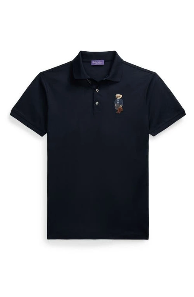 Ralph Lauren Purple Label Polo Bear Embroidered Cotton Piqué Classic Chairman Navy at Nordstrom,