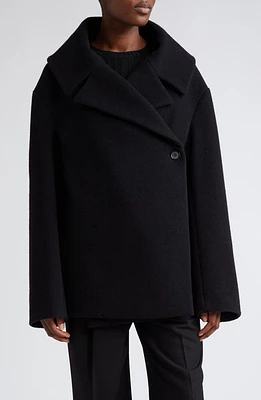 TOTEME Oversize Wool Blend Felt Wrap Jacket Black at Nordstrom, Us