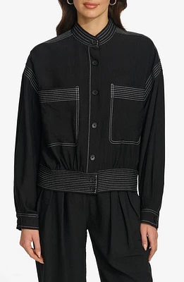 DKNY Contrast Stitch Jacket Black at Nordstrom,