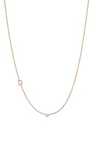 BYCHARI Asymmetric Initial & Diamond Pendant Necklace in 14K Rose Gold-D at Nordstrom