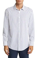 Mizzen+Main Leeward No-Tuck Performance Button-Up Shirt White Navy Windowpane at Nordstrom,