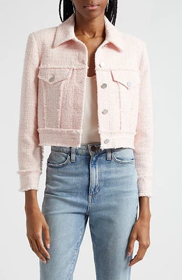 Alice + Olivia Chloe Tweed Crop Jacket Pink Lace at Nordstrom,