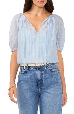 Vince Camuto Puff Sleeve Jacquard Gauze Top Airy Blue at Nordstrom,