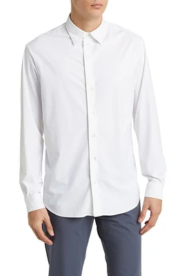 Emporio Armani Stretch Jersey Button-Up Shirt in Solid White at Nordstrom, Size Xx-Large