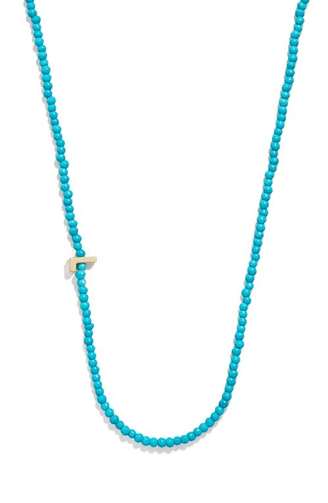 BaubleBar Turquoise Bead Initial Charm Necklace in Gold L at Nordstrom