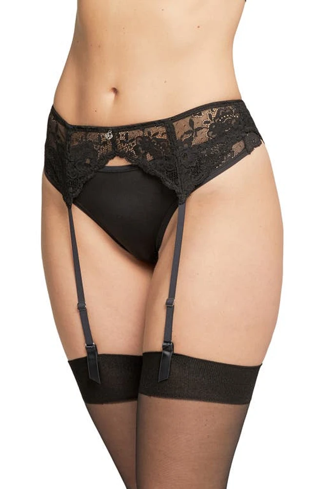 Montelle Intimates Lace Garter Belt Black at Nordstrom,