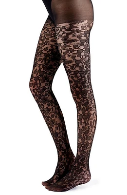 Pretty Polly Floral Tights Black at Nordstrom,