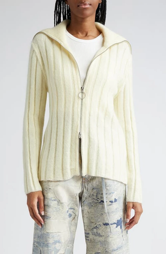 Acne Studios Kanela Rib Zip Cardigan Soft Yellow at Nordstrom,