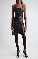 Coperni Uneven Hem Recycled Leather Minidress Black at Nordstrom, Us