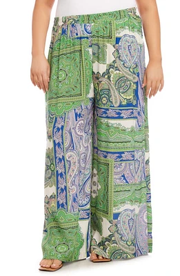 Karen Kane Paisley Print High Waist Wide Leg Pants at Nordstrom