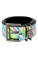 Kurt Geiger London Leather Belt in Light Blue/Antique Silver at Nordstrom, Size X-Small