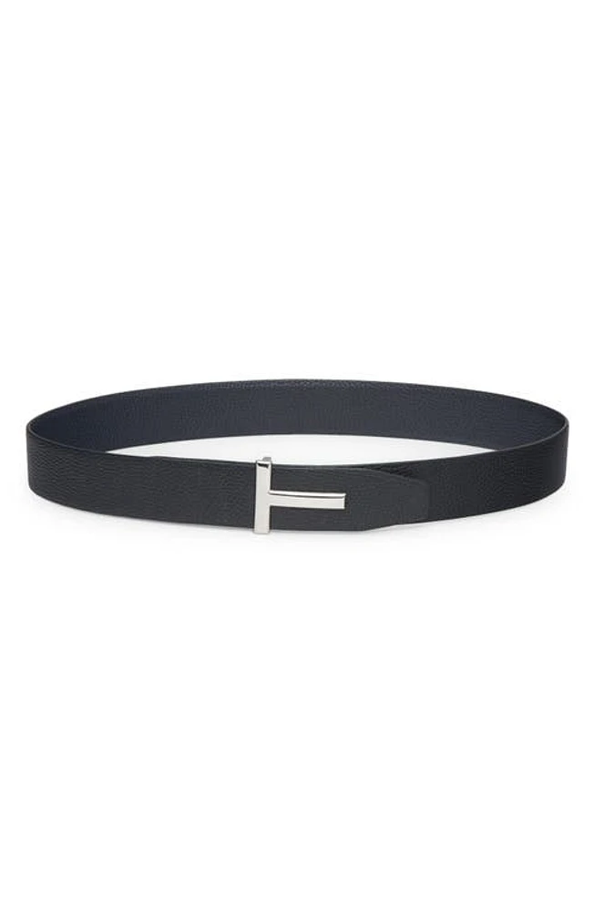 TOM FORD T Icon Reversible Soft Grain Leather Belt Dark Navy/Black at Nordstrom, Eu