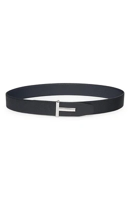 TOM FORD T Icon Reversible Soft Grain Leather Belt Dark Navy/Black at Nordstrom, Eu