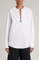 Valentino Garavani V-Detail Popover Top Bianco Ottico at Nordstrom, Us