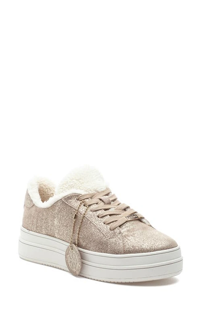 J/SLIDES NYC JSlides Ninka Waterproof Platform Sneaker in Gold Brush Suede at Nordstrom, Size 8.5