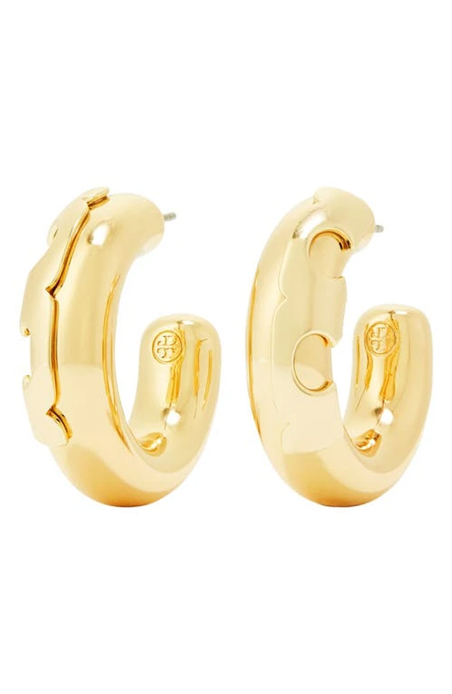 Tory Burch Kira Essential Hoop Earrings in Tory Gold at Nordstrom