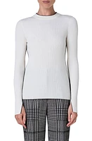 Akris punto Tipped Virgin Wool Rib Sweater Cream-Black at Nordstrom,