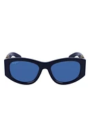 FERRAGAMO 53mm Oval Sunglasses in Blue at Nordstrom