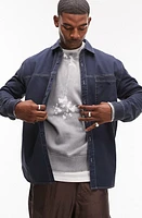 Topman Heavyweight Cotton Twill Overshirt Navy at Nordstrom,