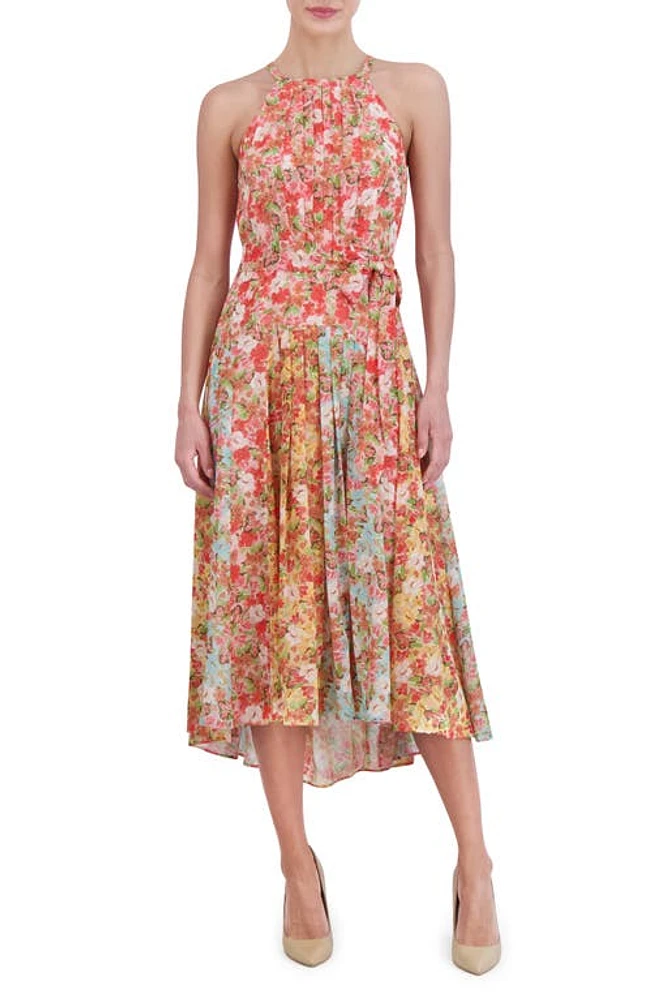 Vince Camuto Floral Halter Neck Chiffon Dress Pink Multi at Nordstrom,